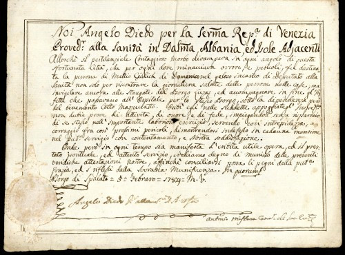 [Noi Angelo Diedo per la Serenissima Repubblica di Venezia...]