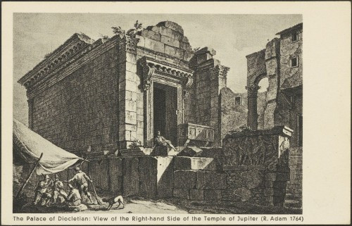 Dioklecijanova palača: Desna strana Jupitrovog hrama (R. Adam 1764)