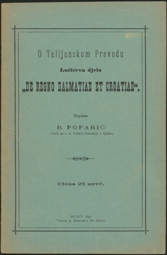 O talijanskom prevodu Lučićeva djela 