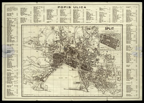 Split : turistički orijentacioni plan grada sa popisom ulica 1959 / Kotarski Turistički savez Split