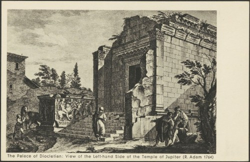 Dioklecijanova palača: Lijeva strana Jupitrovog hrama (R. Adam 1764)