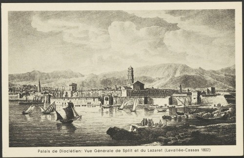 Dioklecijanova palača: Pogled na Split s Lazaretom (Lavallée-Cassas 1802)