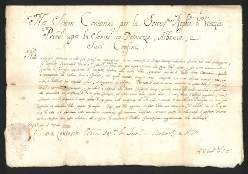 [Noi Simon Contarini per la Serenissima Repubblica di Venezia...]