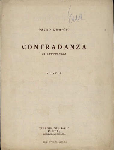 Contradanza iz Dubrovnika : klavir / Petar Dumičić
