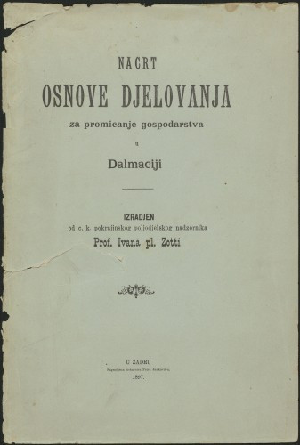 Nacrt osnove djelovanja za promicanje gospodarstva u Dalmaciji
